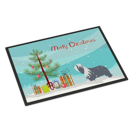Carolines Treasures Bearded Collie Dog Merry Christmas Tree Indoor or Outdoor Mat 18x27 BB2935MAT